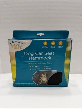 Paws First Dog Car Seat Hammock - Teal & White Packaging